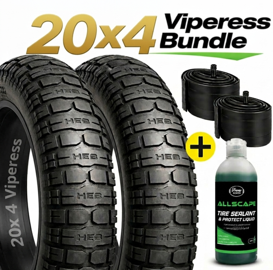 HEB VIPERESS BUNDLE Fat Tires- SET OF 20"x 4.0" (2) Tires, (2)Tubes, and Tire Liners