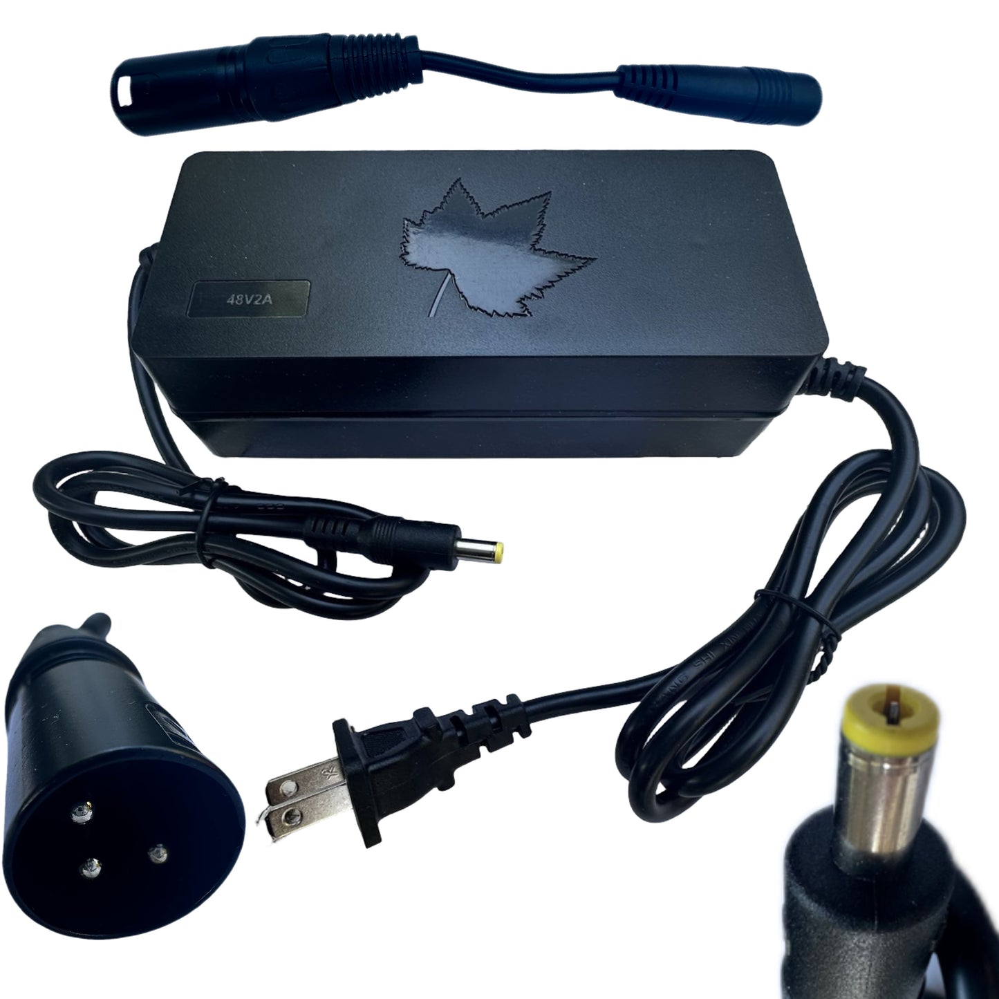 48V 2A E-Bike Battery Charger (DC) (54.6V Output) + XLR to DC Adapter – 110V Input