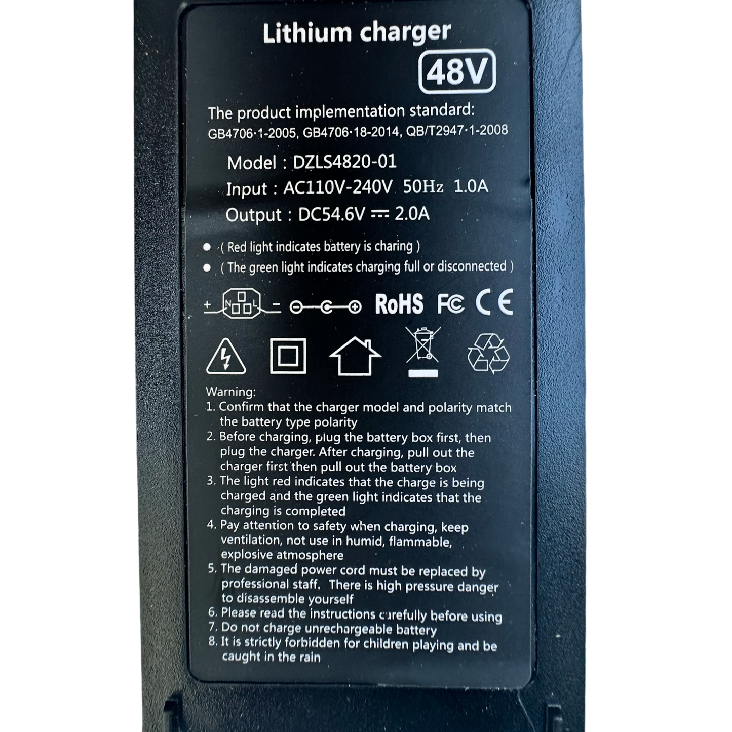 48V 2A E-Bike Battery Charger (DC) (54.6V Output) + XLR to DC Adapter – 110V Input