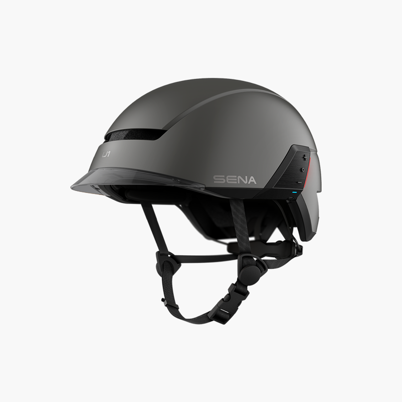 electric motorcycle with smart helmet Sena U1 E-Bike Communication Dark Gray / Large Built for bringing along football equipment Lowrider Motorcycle Helmet | Color:White -  Iridium Blue Visor