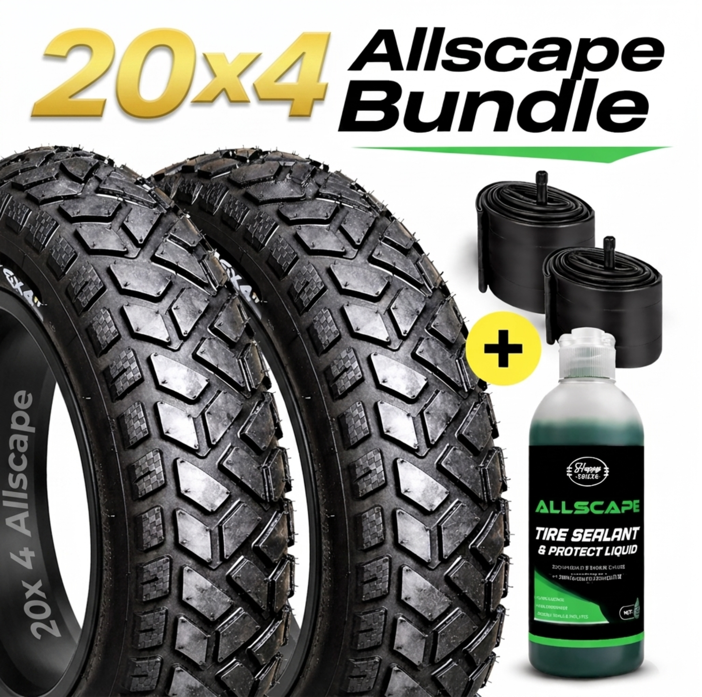 HEB ALLSCAPE® BUNDLE Fat Tires-  SET OF 20"x 4.0" (2) Tires, (2)Tubes, and a 13 OZ Bottle of Sealant.