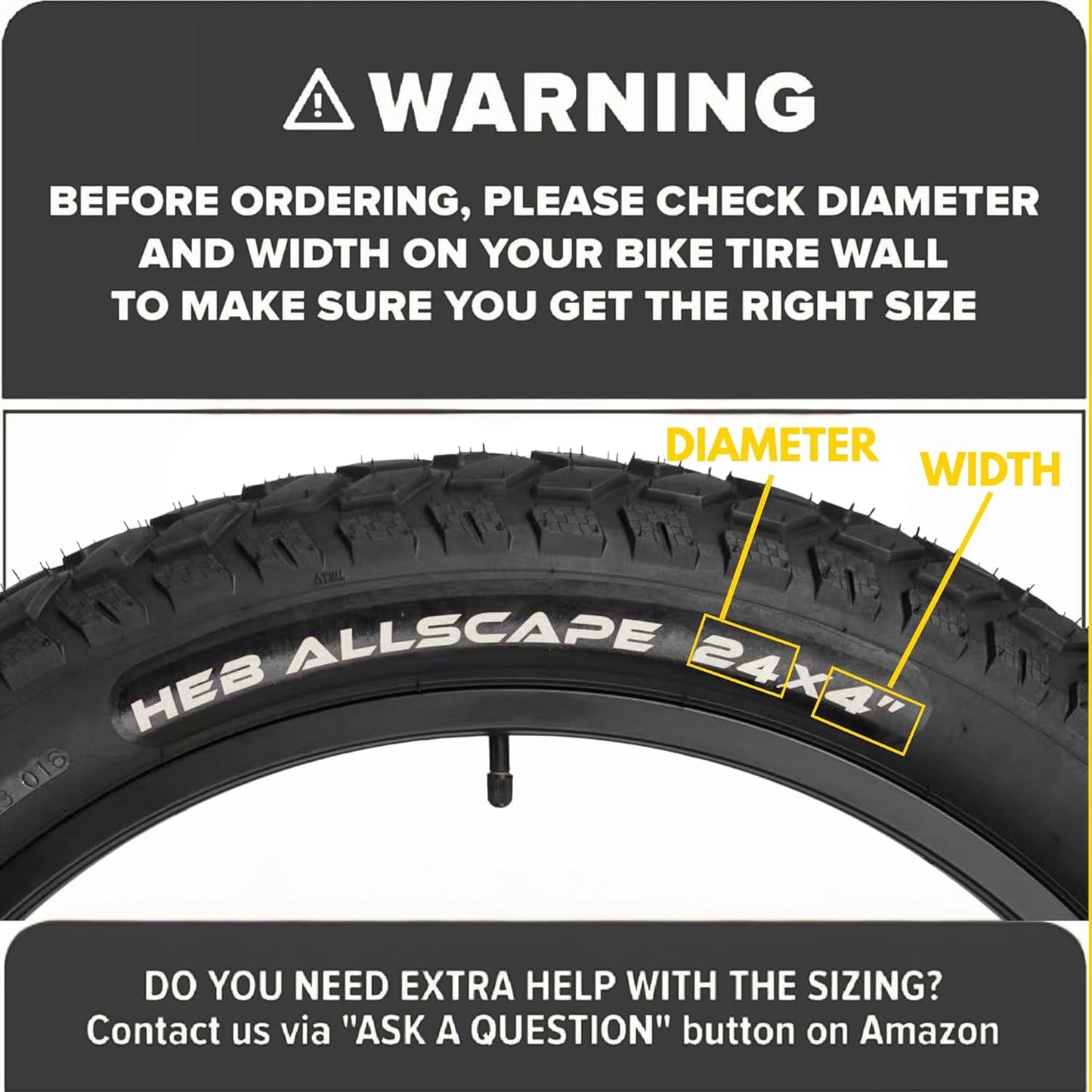 HEB ALLSCAPE® Fat Tires- 24"x 4.0" (SET OF 2 Tires) Tubes Not Included.