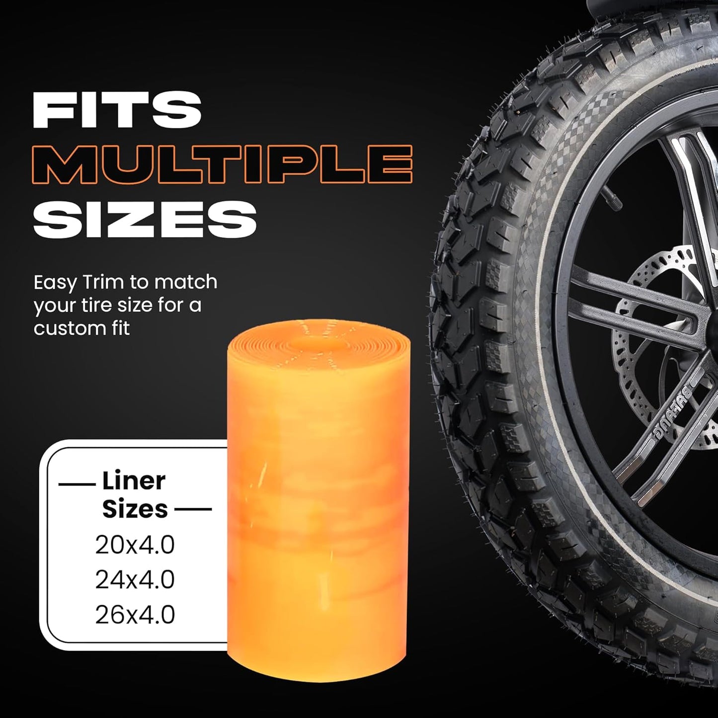 Happy E Bikes Allscape Bike Tire Liner (2 Pack) - Fits 20x4, 24x4, 26x4