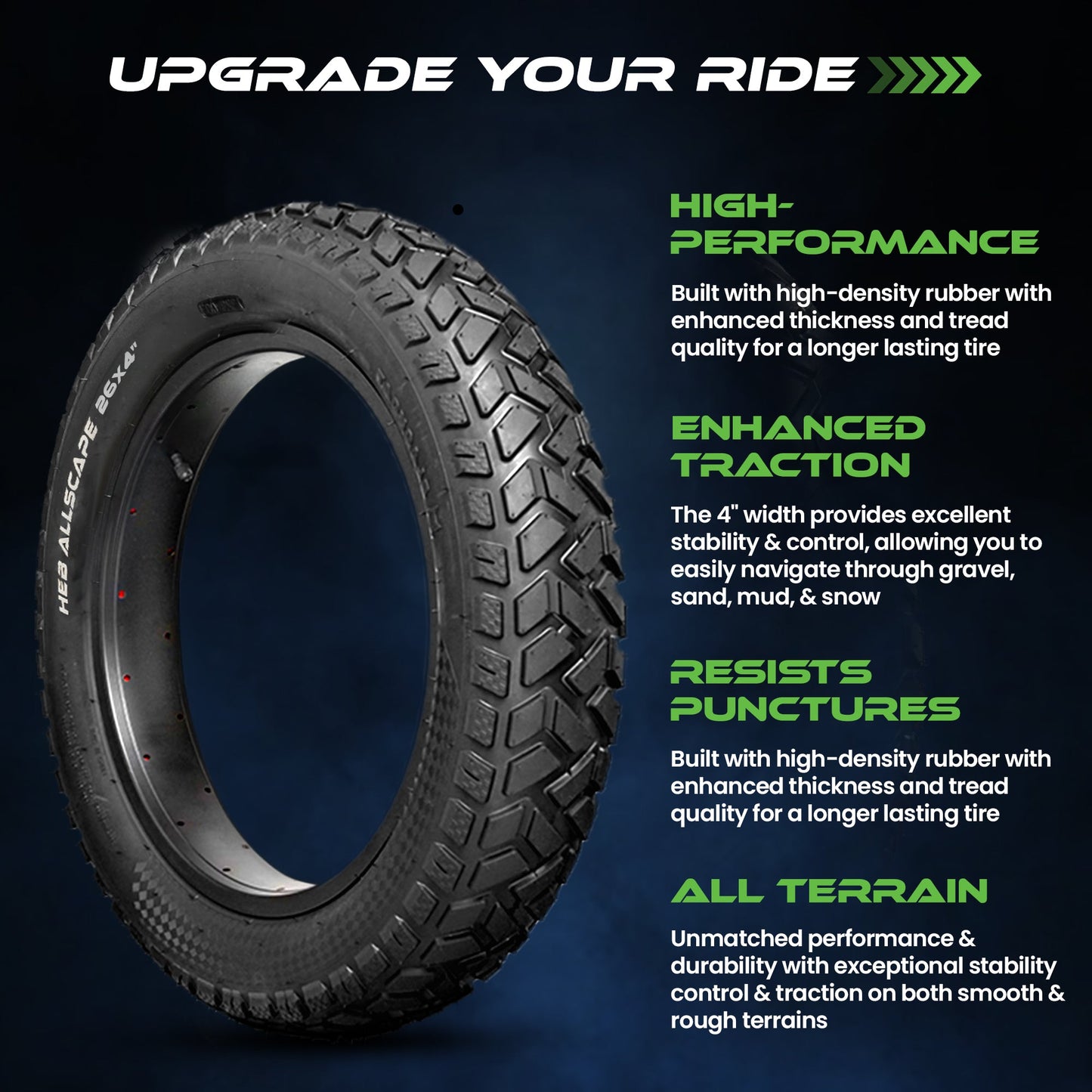 HEB ALLSCAPE® Fat Tires- 24"x 4.0" (SET OF 2 Tires) Tubes Not Included.