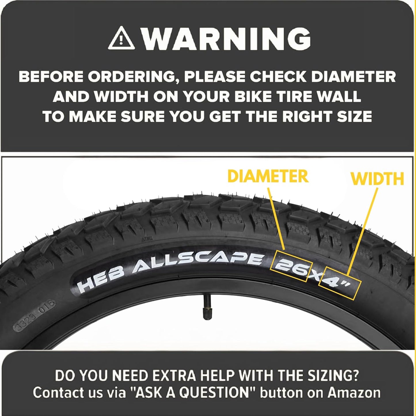 HEB ALLSCAPE® BUNDLE Fat Tires-  SET OF 26"x 4.0" (2) Tires, (2)Tubes, and a 13 OZ Bottle of Sealant.