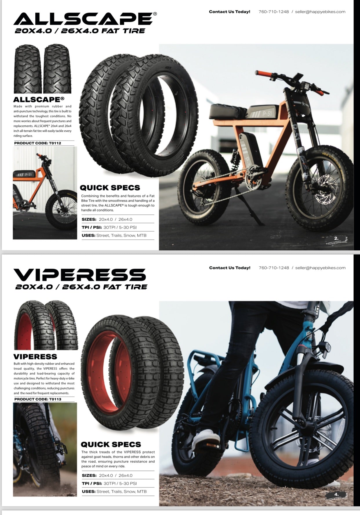 HEB Viperess Fat Tire SET of 2 Tires - 26" x 4"
